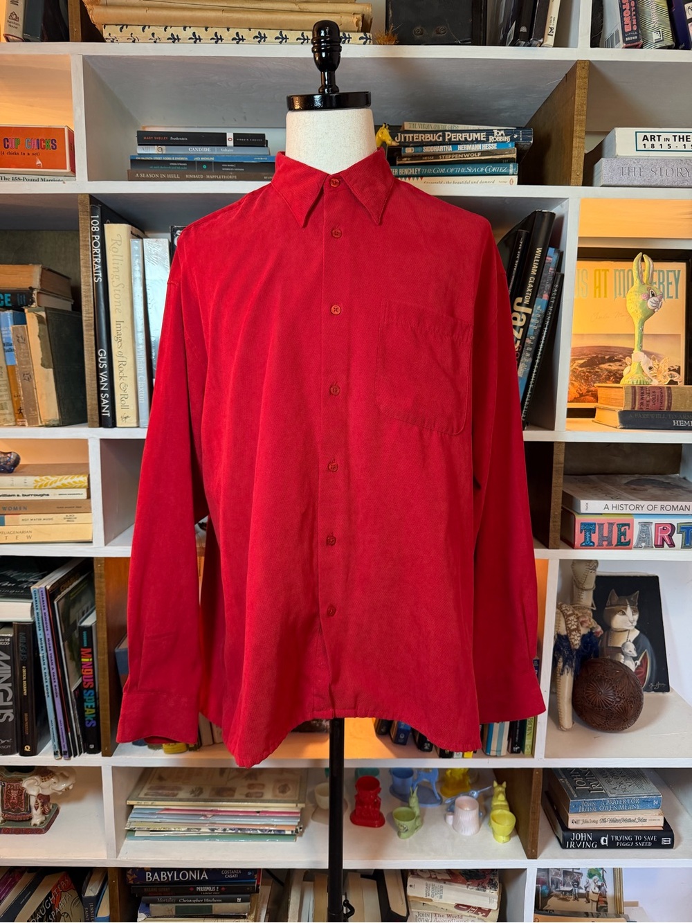 Bachrach Men’s Long-Sleeve Red Button-Down Shirt